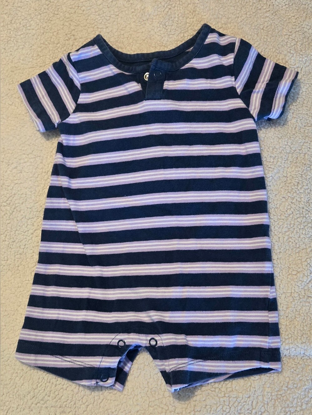 Carter's Navy & White Striped Baby Romper